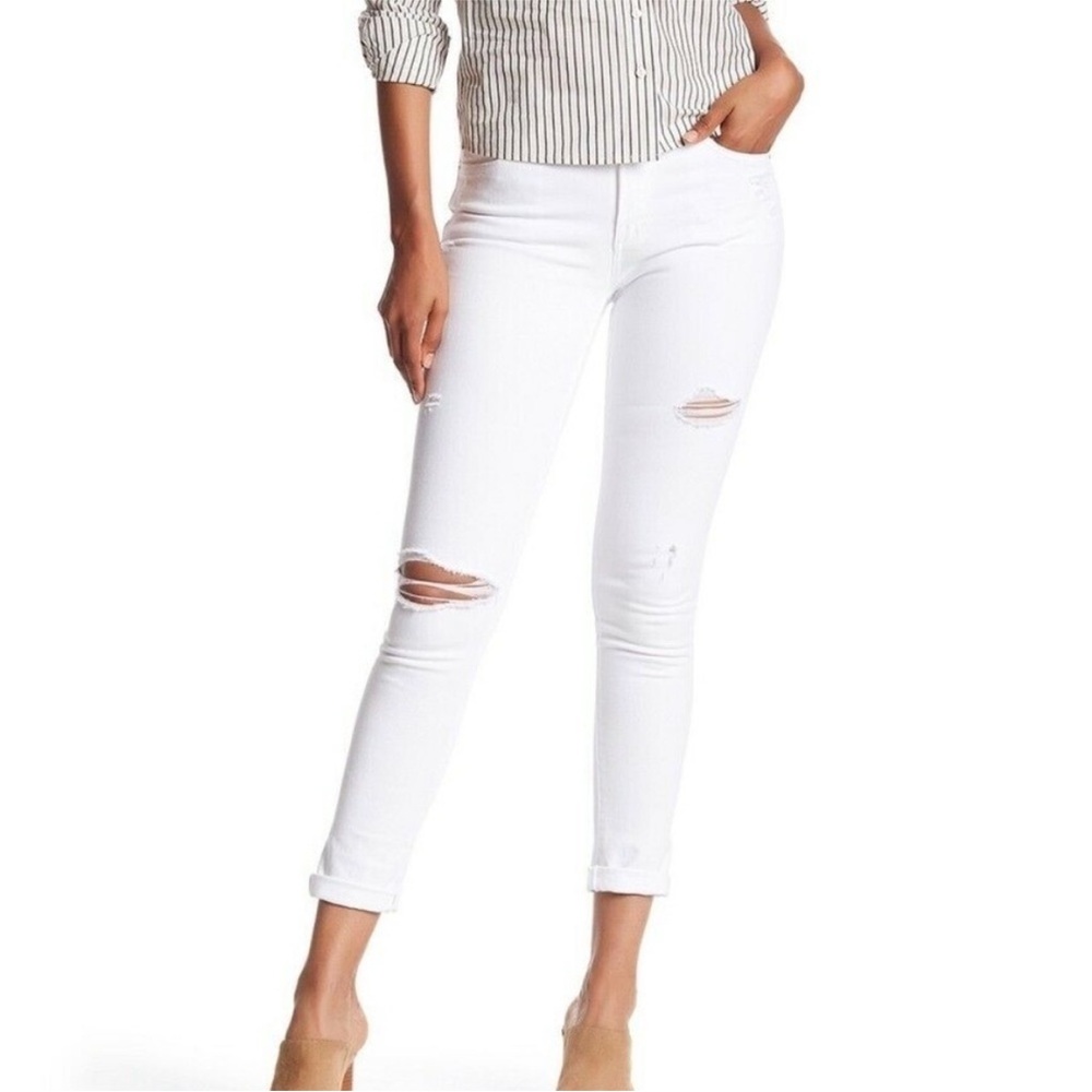 Joe’s Jeans White Distressed Skinny Jeans Women’s 27 Cropped Ankle Denim